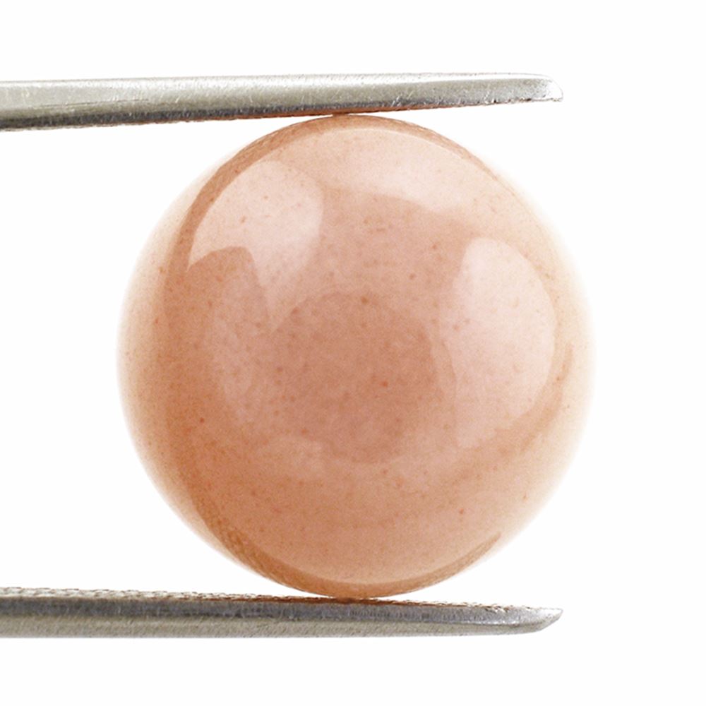 PEACH MOONSTONE ROUND CAB 14MM 9.85 Cts.