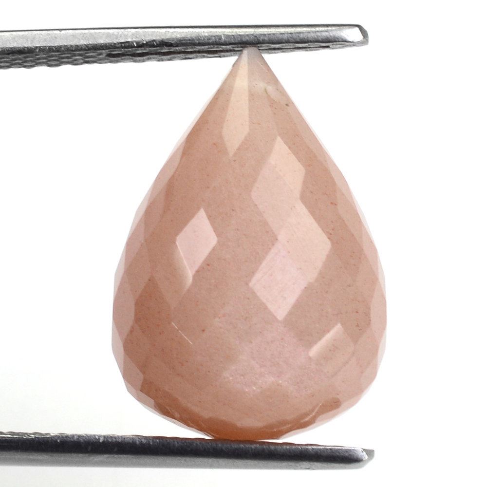 PEACH MOONSTONE FACETED  DROPS (FULL DRILL) 17X12MM 14.32 Cts.