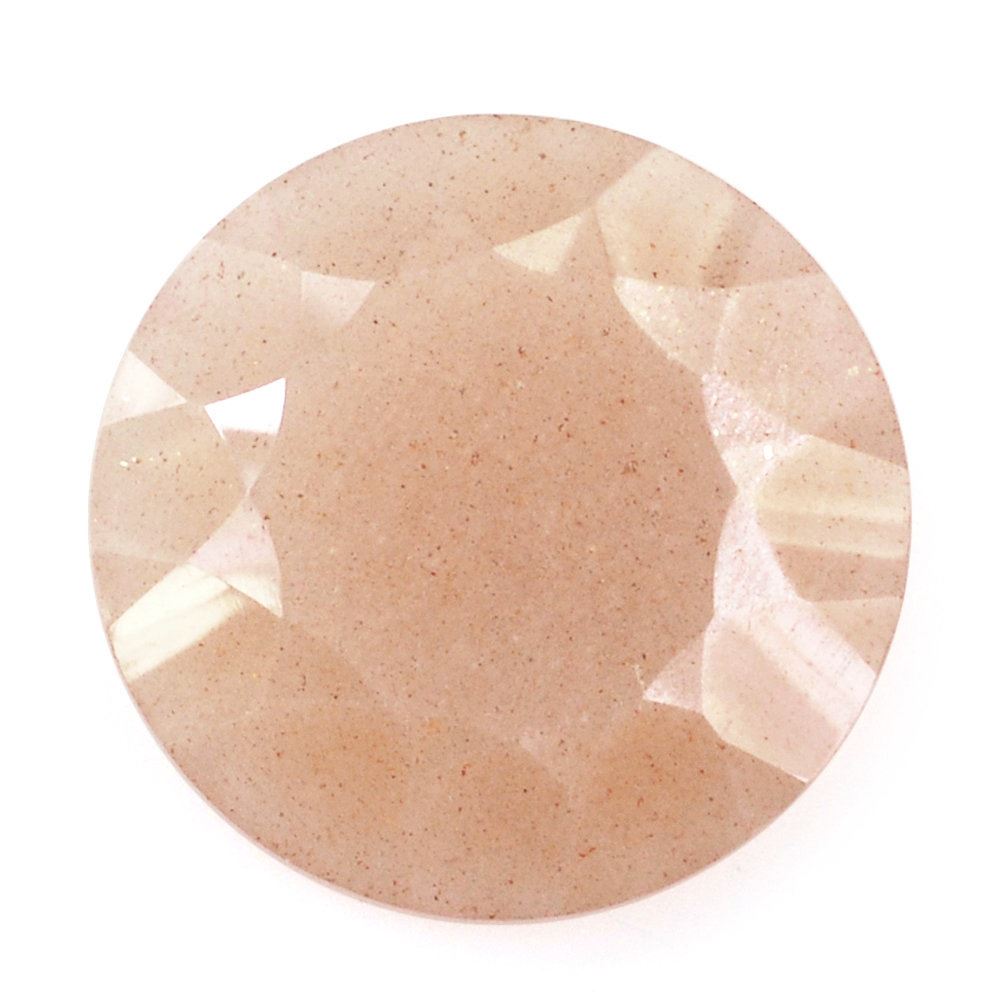 PEACH MOONSTONE CONCAVE ROUND FLAT COIN 12MM 3.87 Cts.