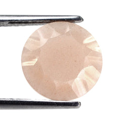 PEACH MOONSTONE CONCAVE ROUND FLAT COIN 12MM 3.87 Cts.