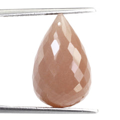 PEACH MOONSTONE FACETED DROPS (FULL DRILL) 19X12MM 16.06 Cts.