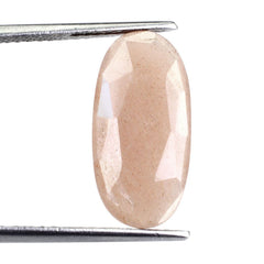 PEACH MOONSTONE ROSE CUT BRIOLETTE OVAL 20X10MM 6.15 Cts.