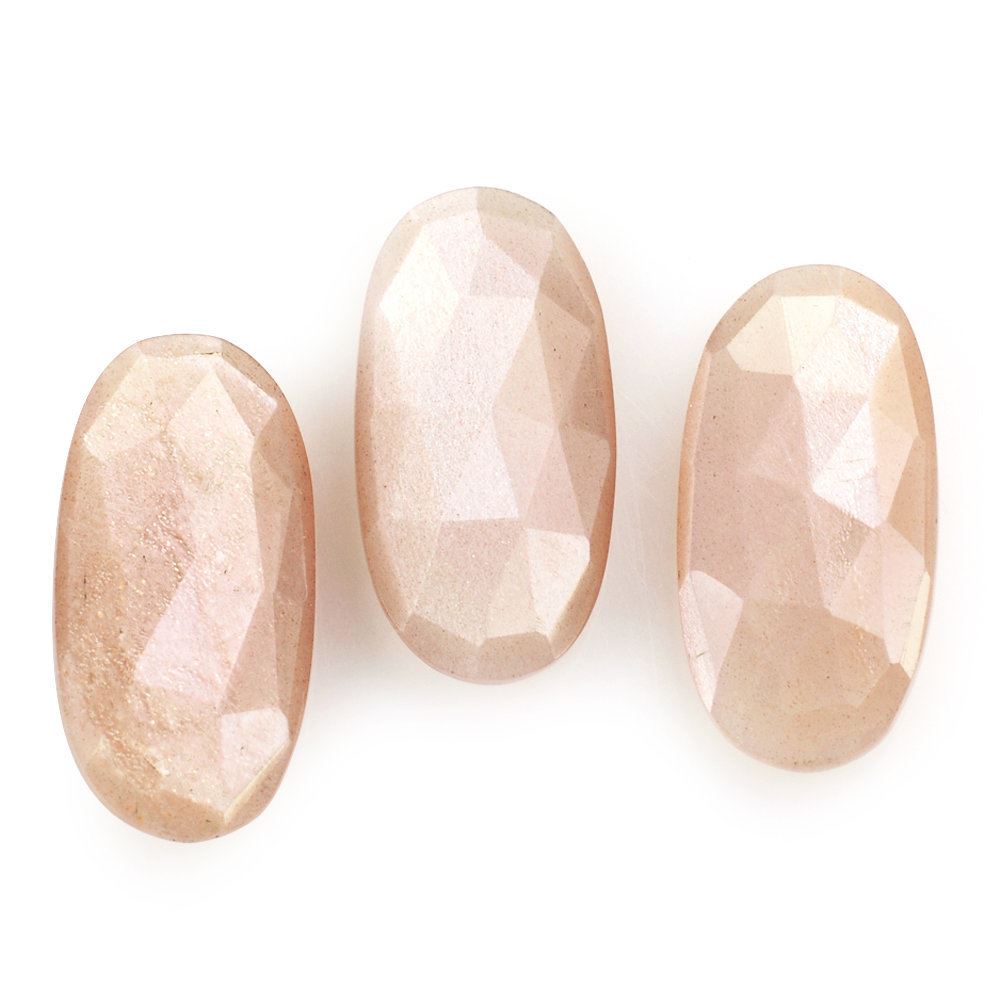 PEACH MOONSTONE ROSE CUT BRIOLETTE OVAL 20X10MM 6.15 Cts.