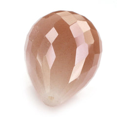 PEACH MOONSTONE FACETED DROPS (HALF DRILL) 17X12MM 15.47 Cts.