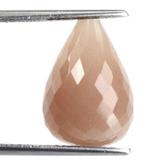 PEACH MOONSTONE FACETED DROPS (HALF DRILL) 17X12MM 15.47 Cts.