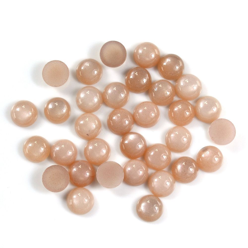 PEACH MOONSTONE ROUND CAB 8MM 1.82 Cts.