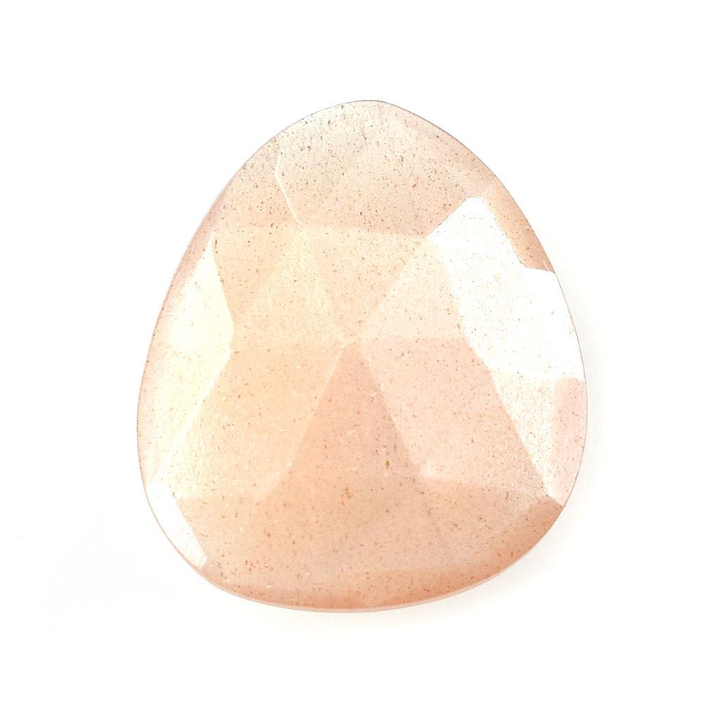 PEACH MOONSTONE ROSE CUT BRIOLETTE TRILLIONISH 13X11MM 3.23 Cts.