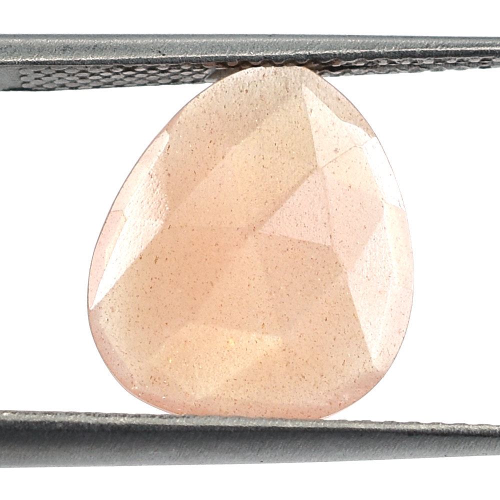 PEACH MOONSTONE ROSE CUT BRIOLETTE TRILLIONISH 13X11MM 3.23 Cts.