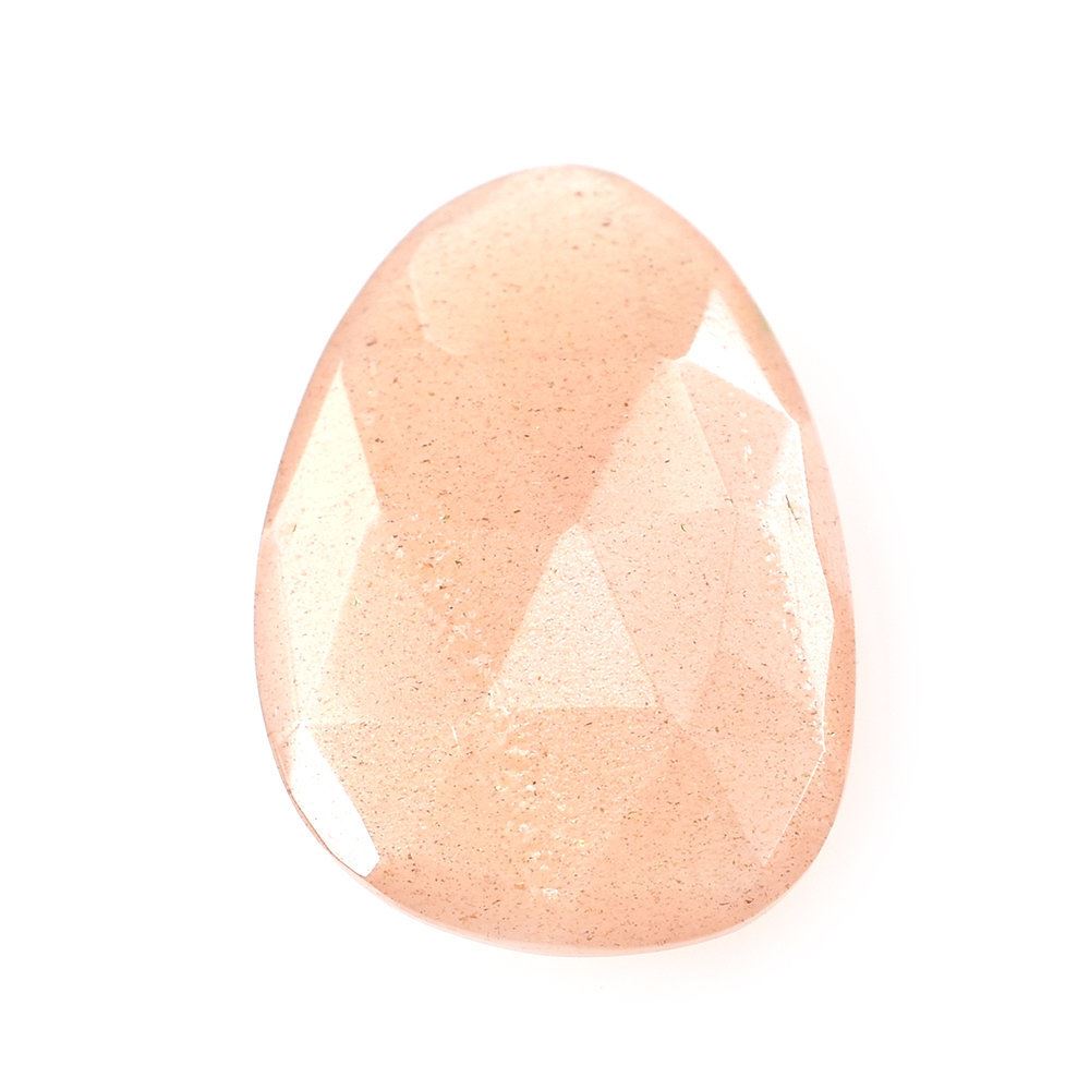 PEACH MOONSTONE ROSE CUT BRIOLETTE IRREGULAR PEARISH 14X10MM 3.19 Cts.