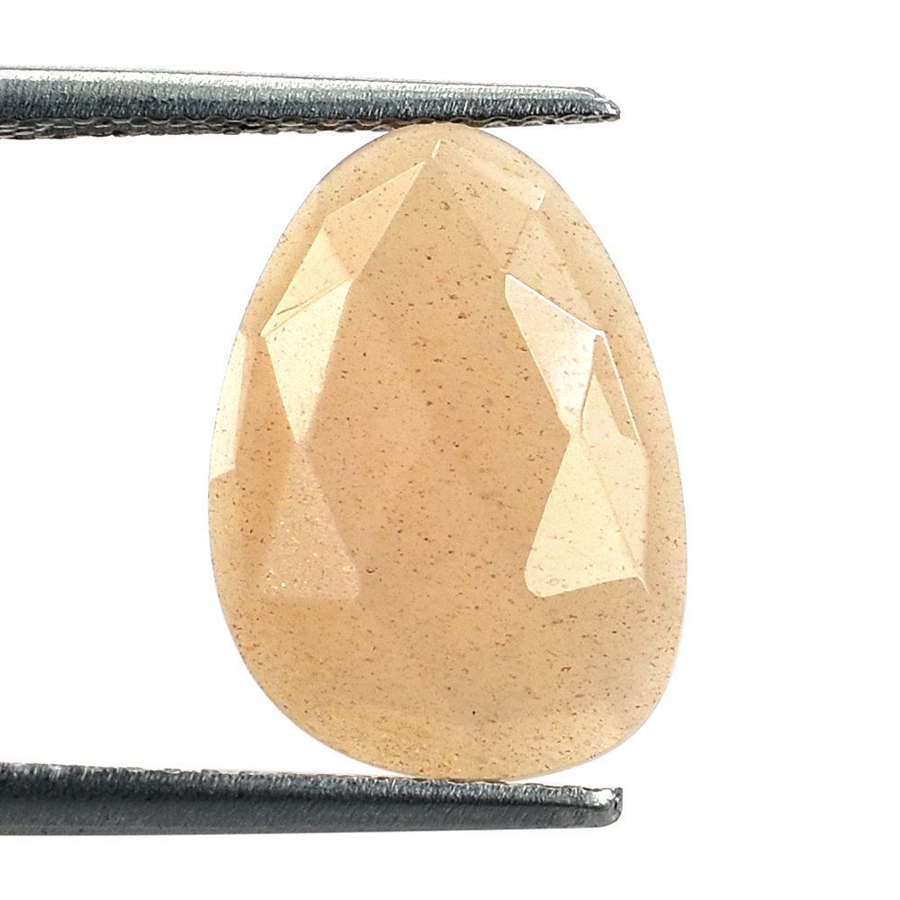 PEACH MOONSTONE ROSE CUT PEARISH 14X10MM 3.03 Cts.