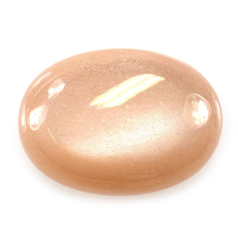 PEACH MOONSTONE PLAIN OVAL CAB 18X13MM 9.28 Cts.