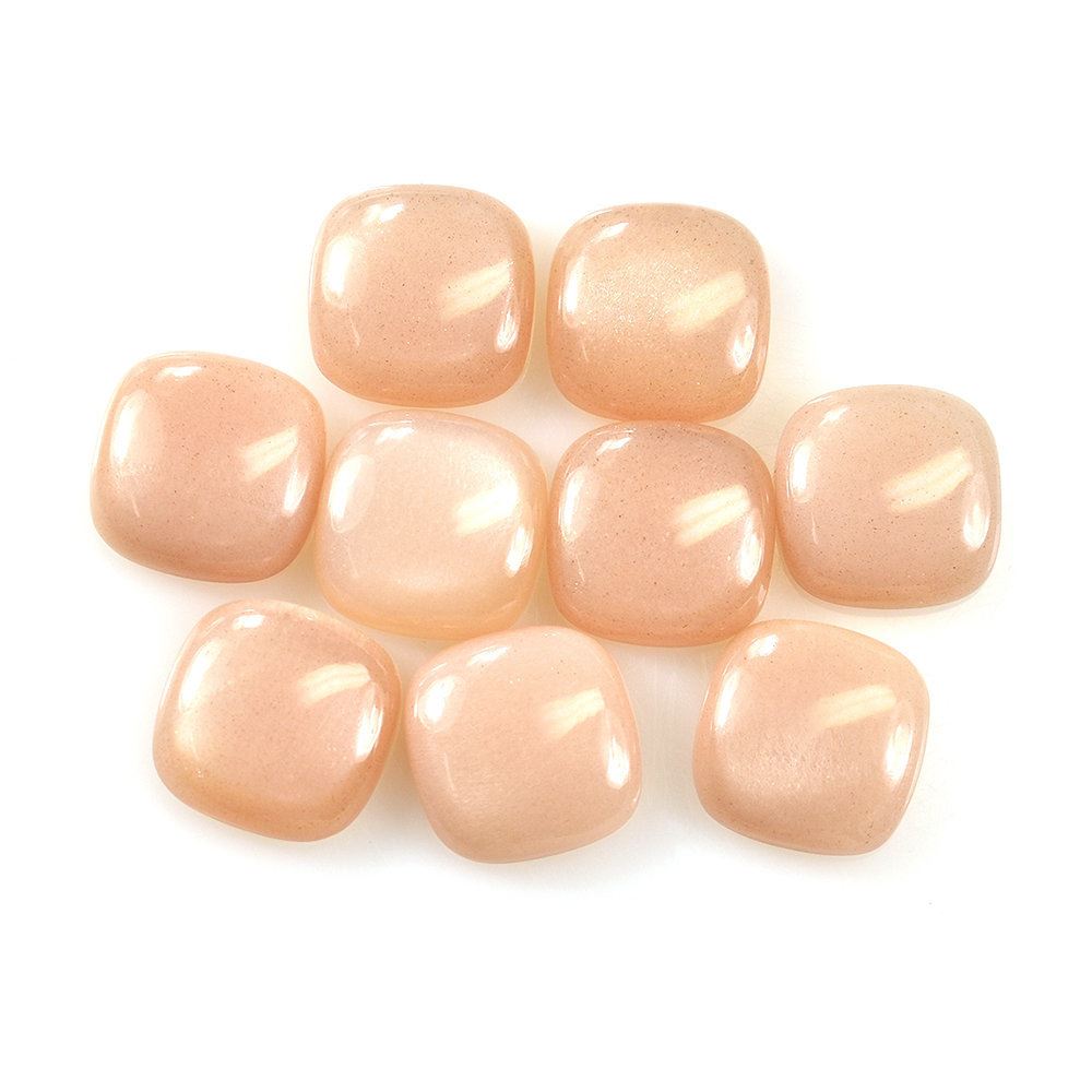 PEACH MOONTONE PLAIN CUSHION CAB 12X12MM 4.76 Cts.