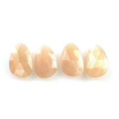 PEACH MOONSTONE ROSE CUT BRIOLETTE PEARISH 12X8MM 1.91 Cts.