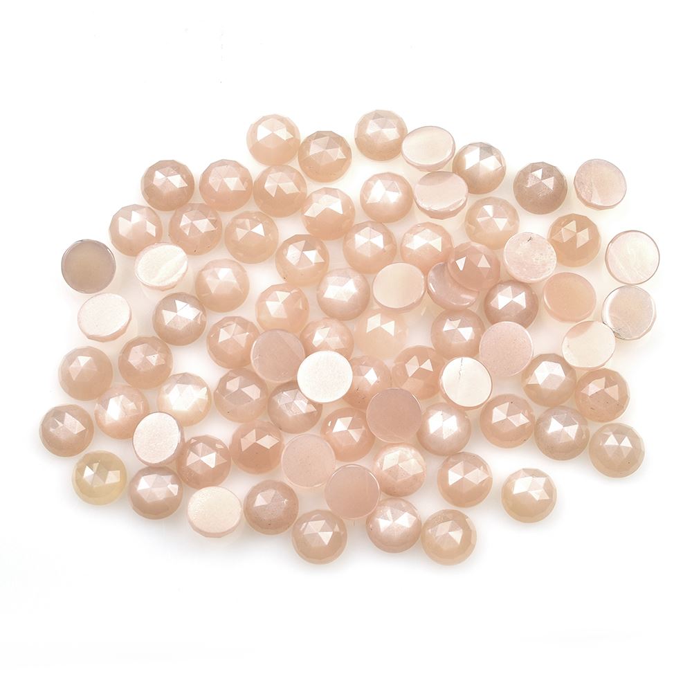 PEACH MOONSTONE ROSE CUT ROUND CAB (MEDIUM/CLEAN) 8.00X8.00 MM 1.73 Cts.