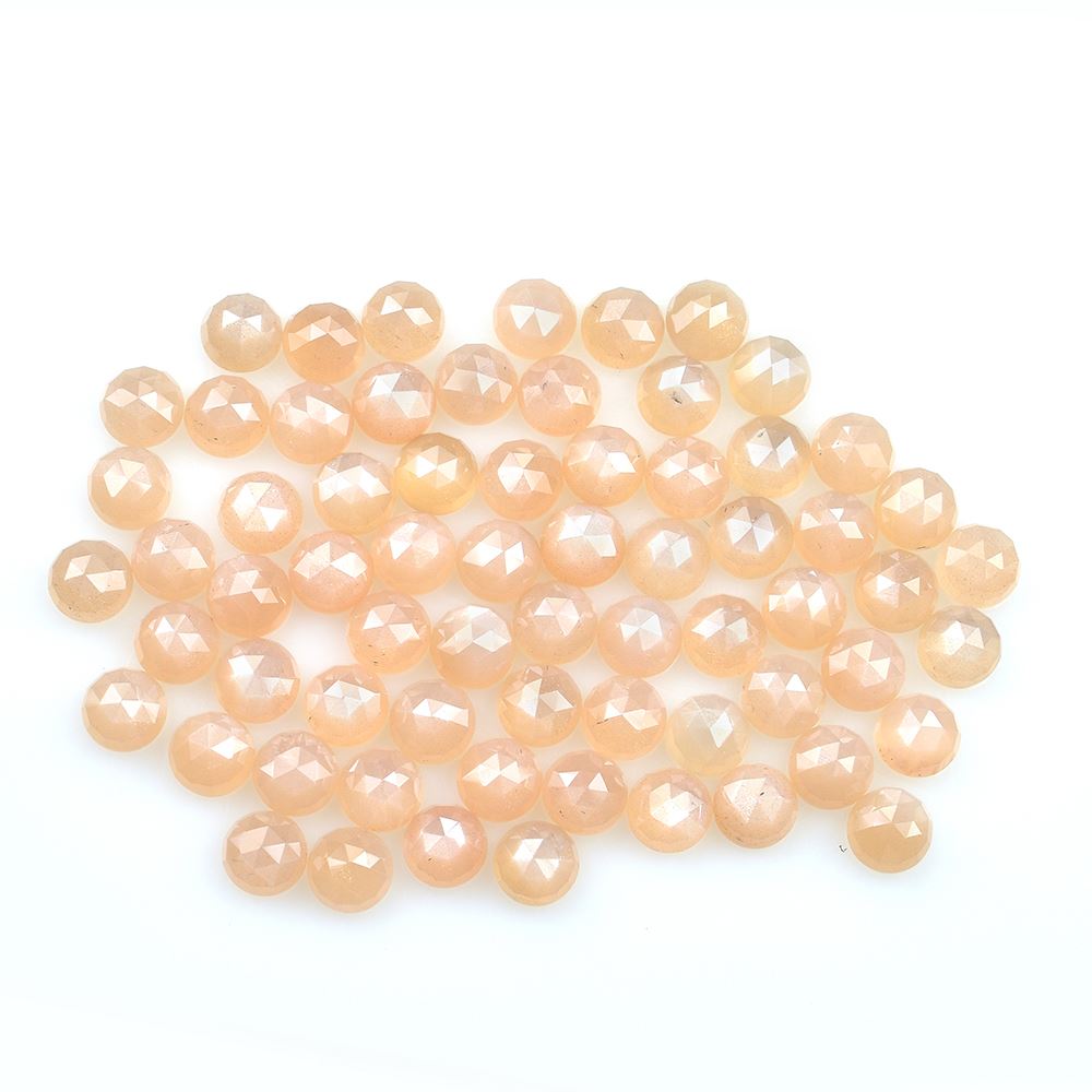 PEACH MOONSTONE ROSE CUT ROUND CAB (MEDIUM/CLEAN) 6.00X6.00 MM 0.77 Cts.