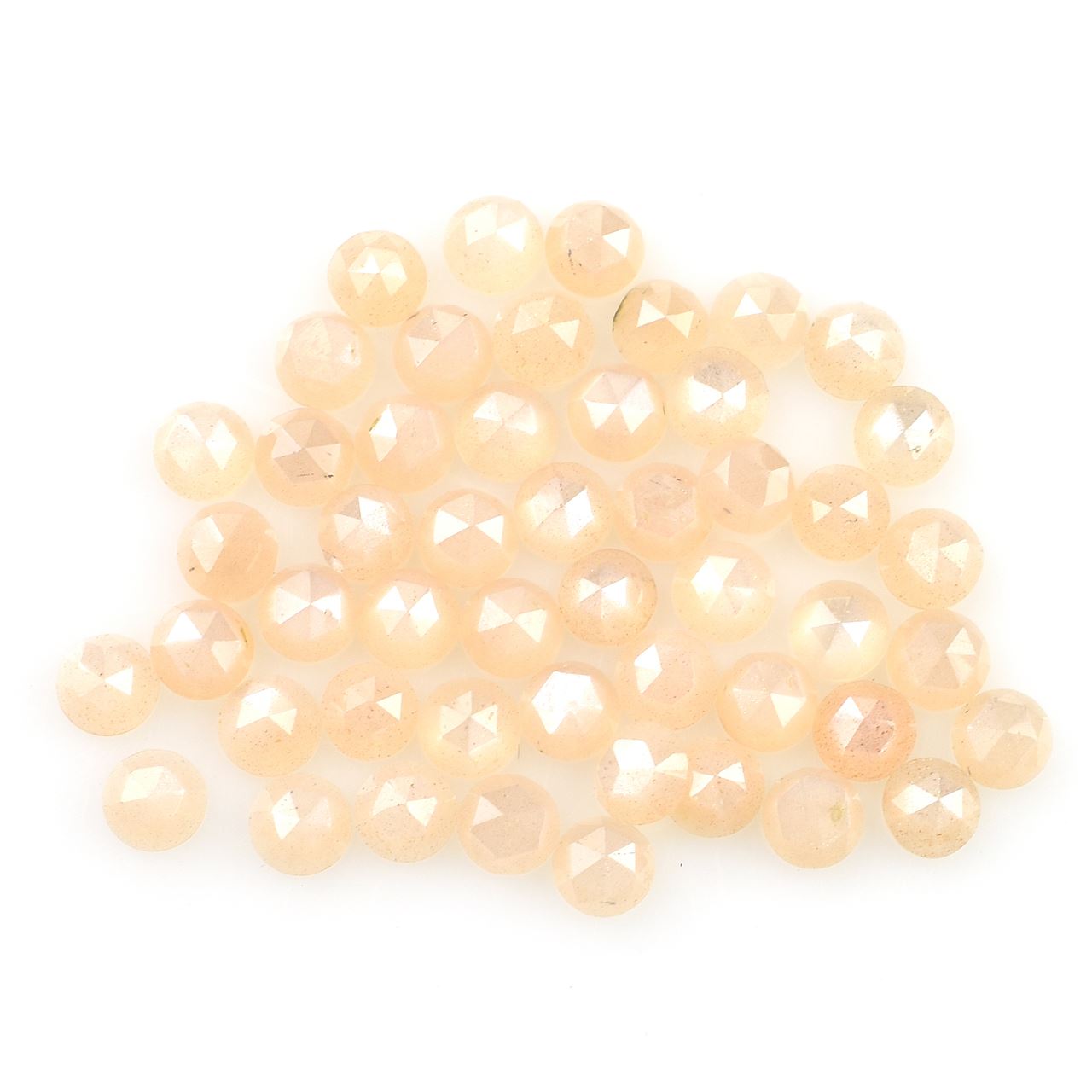 PEACH MOONSTONE ROSE CUT ROUND CAB (MEDIUM/CLEAN) 4.00X4.00 MM 0.21 Cts.