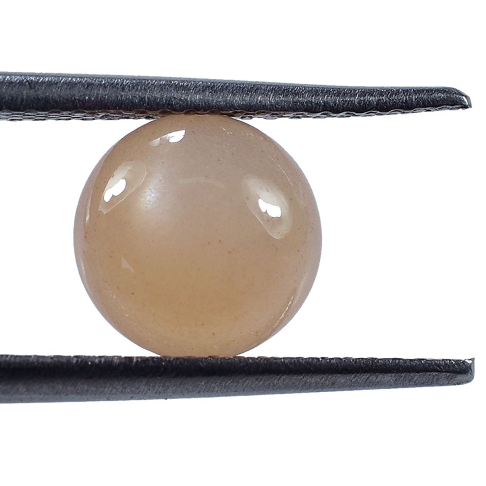 PEACH MOONSTONE CURVED ROUND CAB (MEDIUM)(CLEAN)14.00X14.00 MM 9.42 Cts.