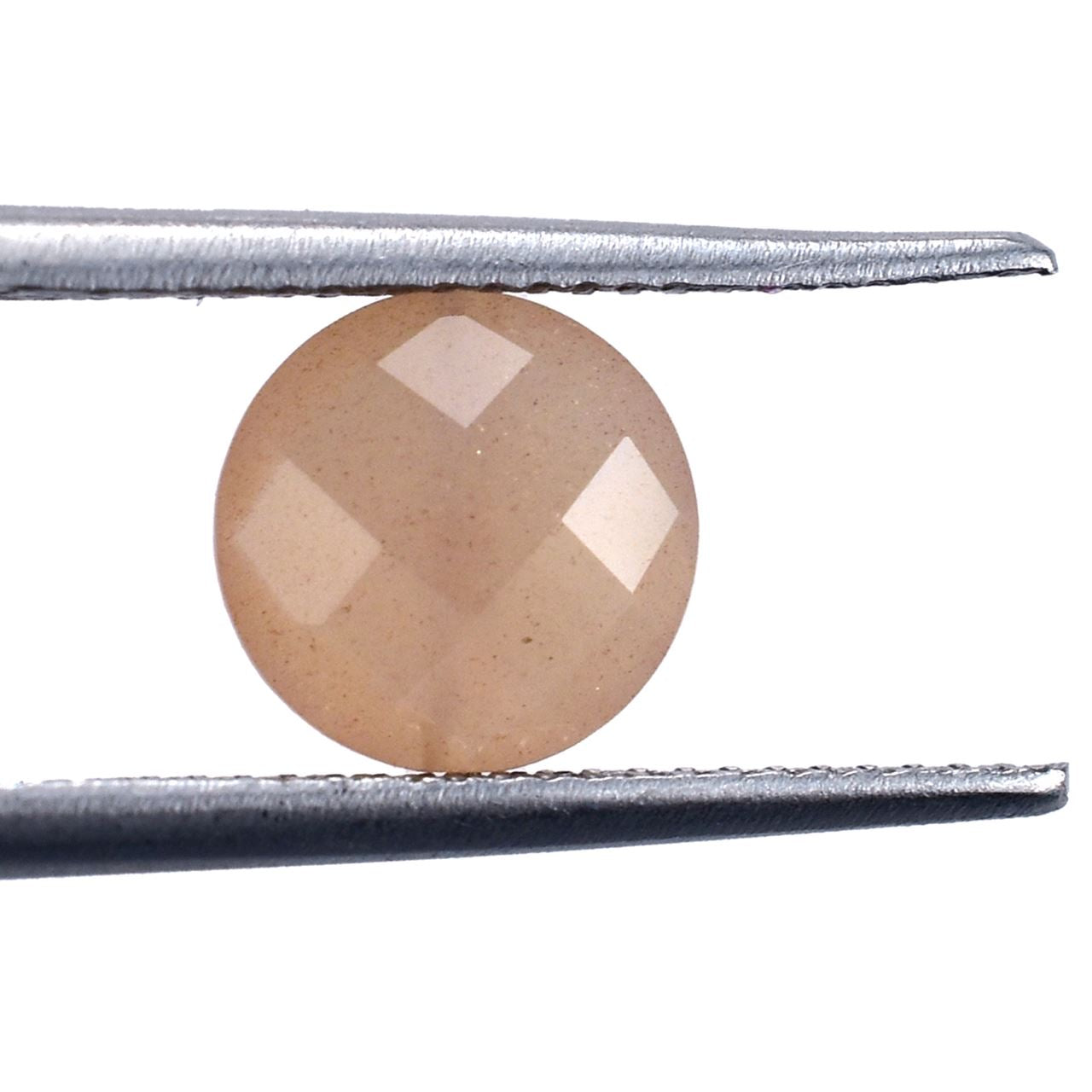 PEACH MOONSTONE CHECKER CUT BRIOLETTE ROUND (MEDIUM)(CLEAN) 8.00X8.00 MM 1.69 Cts.