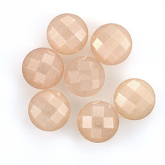 PEACH MOONSTONE CHECKER CUT BRIOLETTE ROUND (MEDIUM)(CLEAN) 8.00X8.00 MM 1.69 Cts.