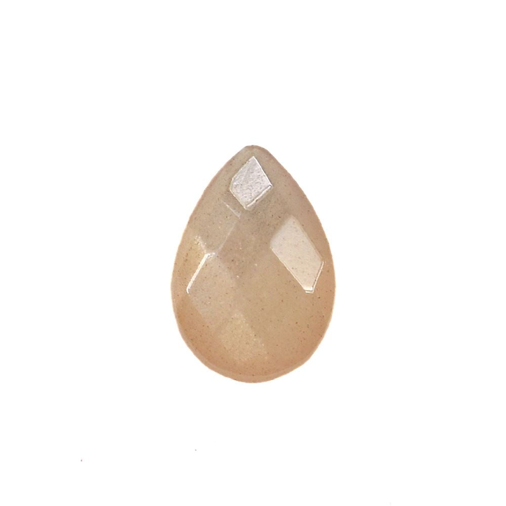 PEACH MOONSTONE CHECKER CUT BRIOLETTE PEAR (MEDIUM)(CLEAN) 6.00X4.00 MM 0.36 Cts.