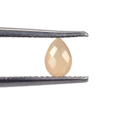 PEACH MOONSTONE CHECKER CUT BRIOLETTE PEAR (MEDIUM)(CLEAN) 6.00X4.00 MM 0.36 Cts.