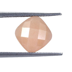 PEACH MOONSTONE CHECKER CUT BRIOLETTE CUSHION (MEDIUM)(CLEAN) 10.00X10.00 MM 3.75 Cts.