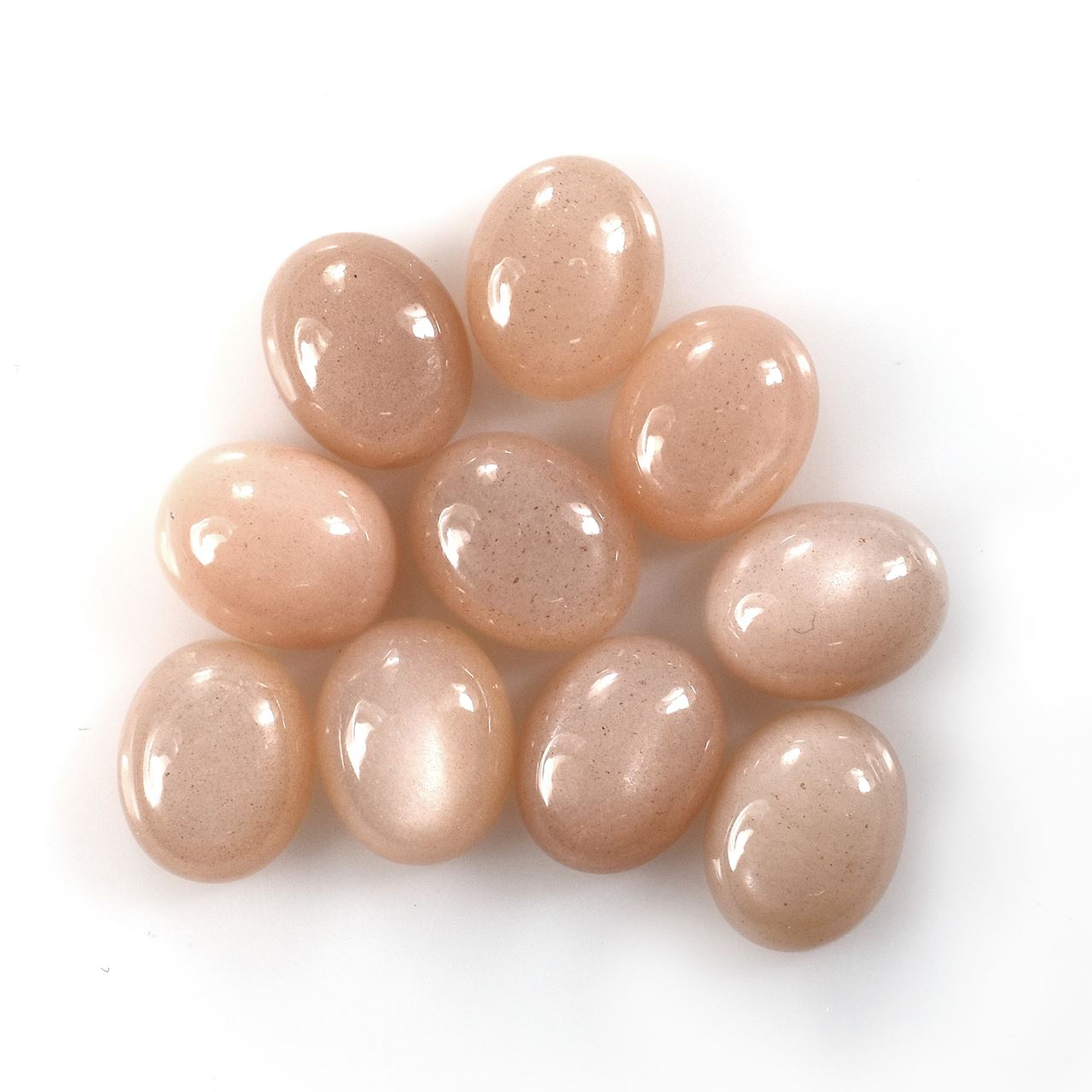 PEACH MOONSTONE PLAIN OVAL CAB (MEDIUM)(CLEAN) 10.00X8.00 MM 2.56 Cts.