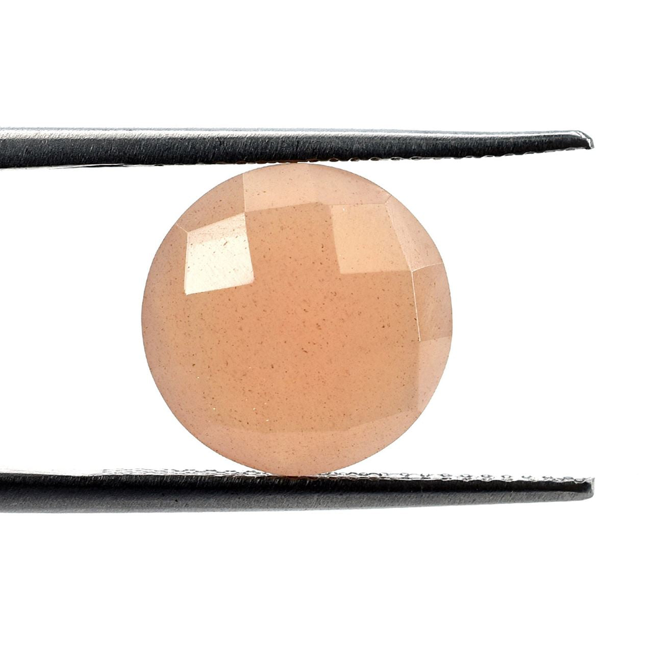 PEACH MOONSTONE CHECKER CUT BRIOLETTE ROUND (MEDIUM)(CLEAN) 12.00X12.00 MM 5.34 Cts.