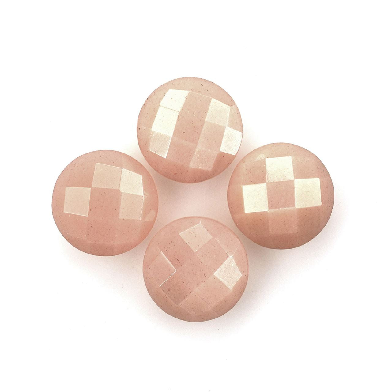 PEACH MOONSTONE CHECKER CUT BRIOLETTE ROUND (MEDIUM)(CLEAN) 12.00X12.00 MM 5.34 Cts.