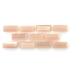 PEACH MOONSTONE ONE SIDE TABLE CUT (FLAT BOTTOM) BAGUETTE (MEDIUM)(CLEAN) 12.00X5.00 MM 1.96 Cts.