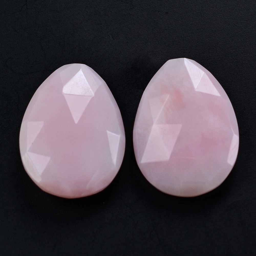 PINK OPAL ROSE CUT BRIOLETTE PEAR (HALF DRILL) 20X15MM 9.70 Cts.
