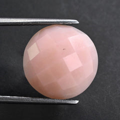 PINK OPAL CHECKER ROUND CAB 14MM 7.01 Cts.