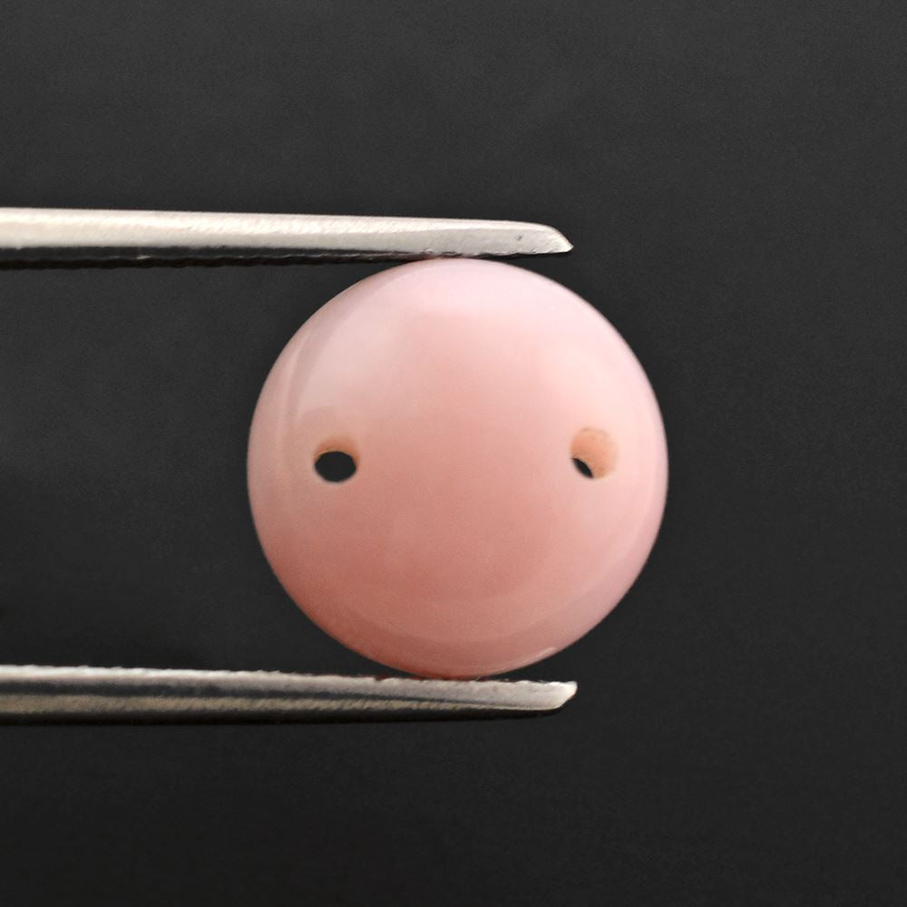 PINK OPAL SHIRT BUTTON ROUND (WITH TWO FULL DRILL) 10MM 3.07 Cts.