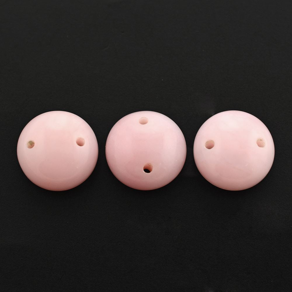 PINK OPAL SHIRT BUTTON ROUND (WITH TWO FULL DRILL) 10MM 3.07 Cts.