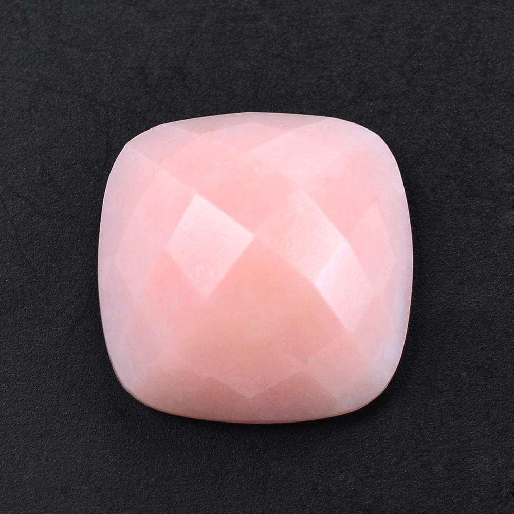 PINK OPAL CHECKER CUSHION CAB 14MM 7.67 Cts.