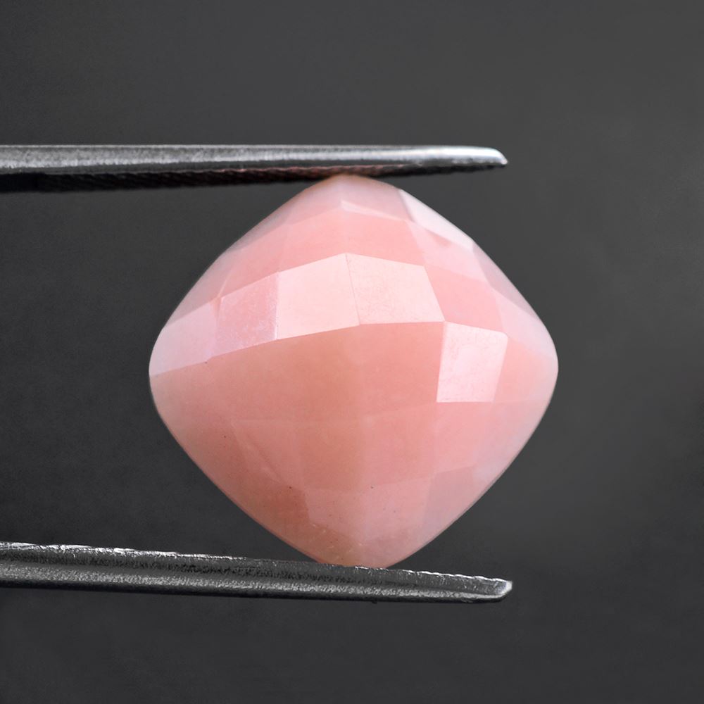 PINK OPAL CHECKER CUSHION CAB 14MM 7.67 Cts.