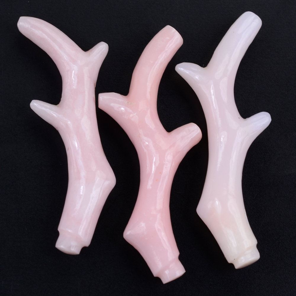PINK OPAL PLAIN CORAL BRANCH SHAPE FANCY 30X5MM 5.64 Cts.