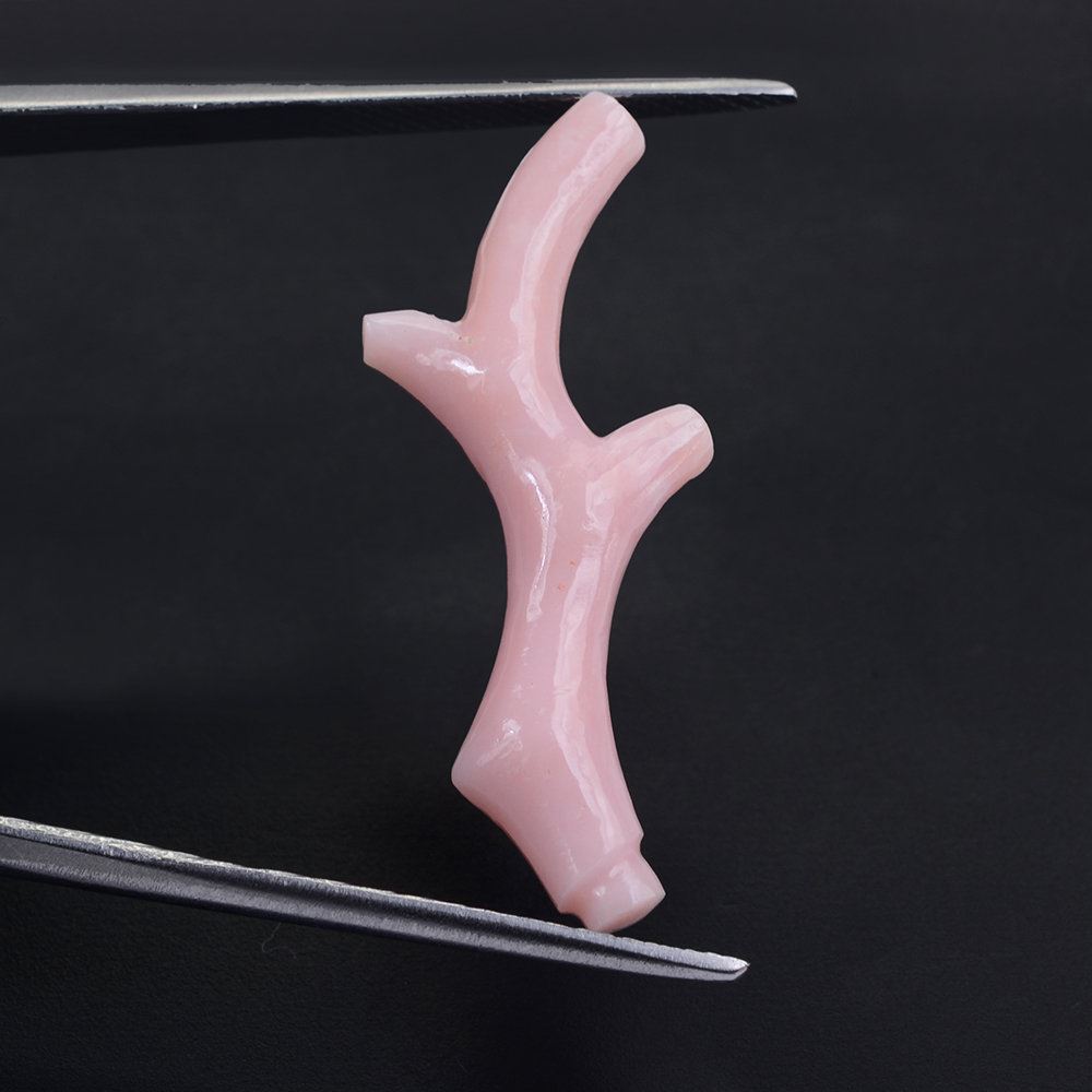 PINK OPAL PLAIN CORAL BRANCH SHAPE FANCY 30X5MM 5.64 Cts.