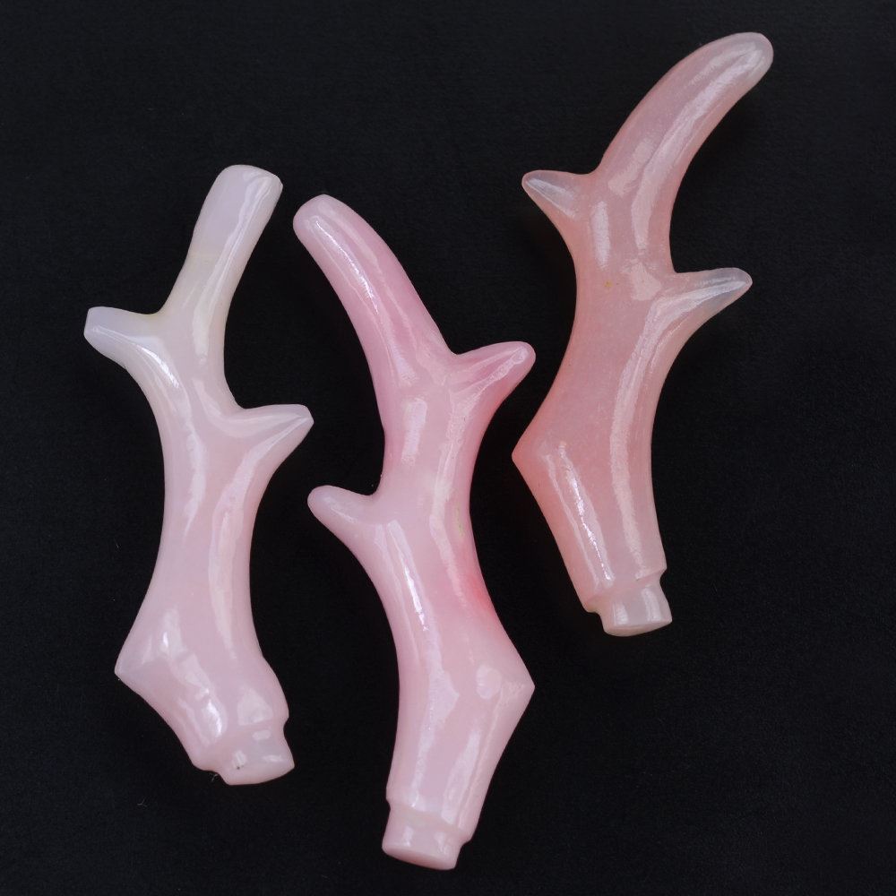 PINK OPAL PLAIN CORAL BRANCH SHAPE FANCY 30X5MM 5.58 Cts.