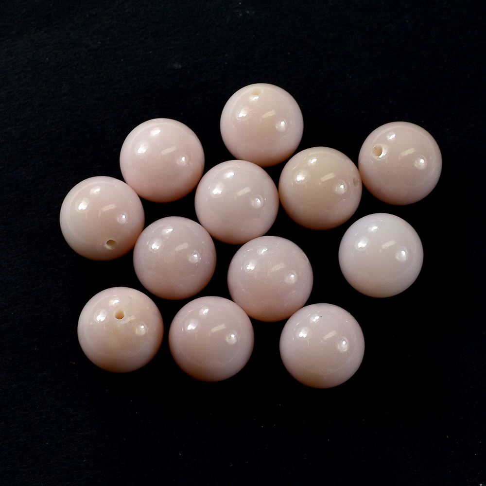 PINK OPAL PLAIN ROUND BALL (PEACH LIGHT/CLEAN) (HALF DRILL) 12.00 MM 9.70 CTS
