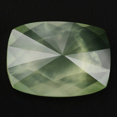 PREHNITE CHECKER TOP DIAMOND CUT BACK CUSHION 18X13MM 12.05 Cts.