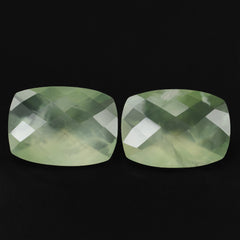 PREHNITE CHECKER TOP DIAMOND CUT BACK CUSHION 18X13MM 12.05 Cts.