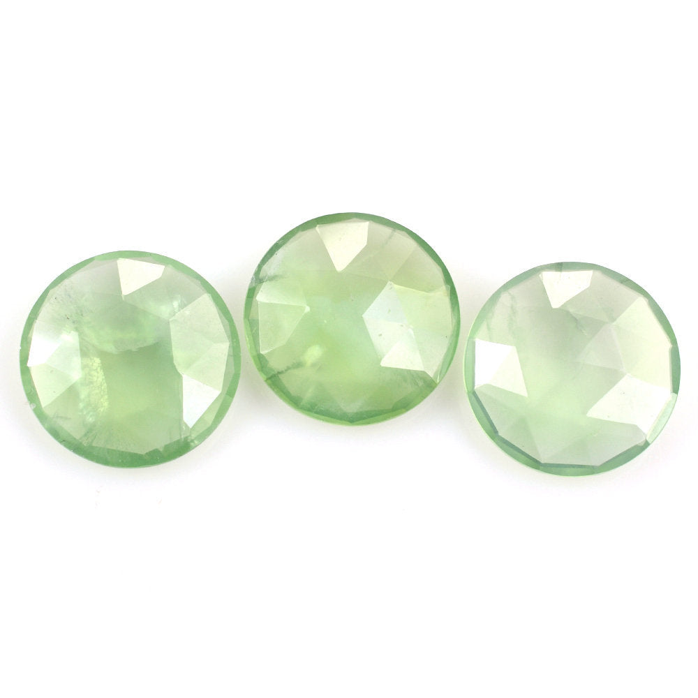 PREHNITE ROSE CUT BRIOLETTE ROUND 15MM 7.33 Cts.