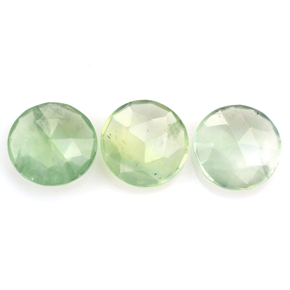 PREHNITE ROSE CUT BRIOLETTE ROUND 12MM 3.97 Cts.