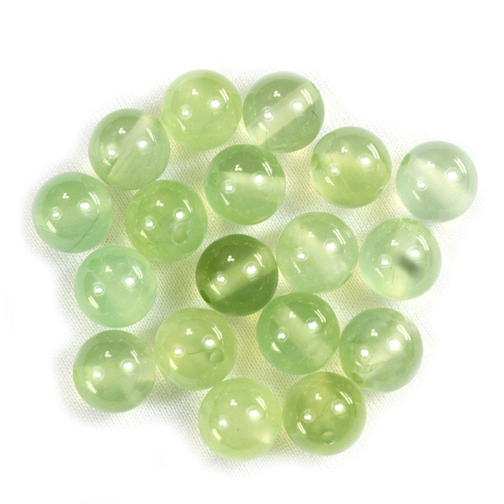 PREHNITE PLAIN ROUND BALLS (FULL DRILL 1.50MM) (SI) 10MM 7.63 Cts.