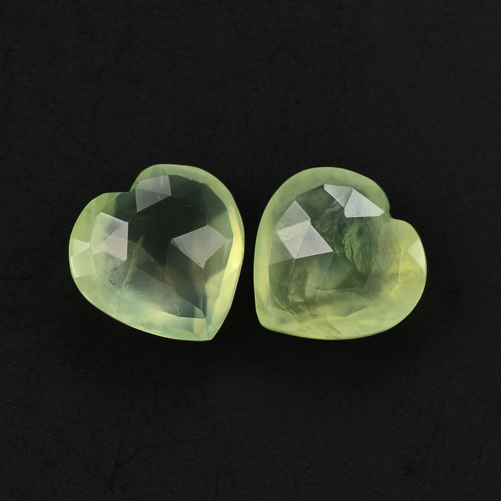 PREHNITE ROSE CUT BRIOLETTE HEART 8MM 1.88 Cts.