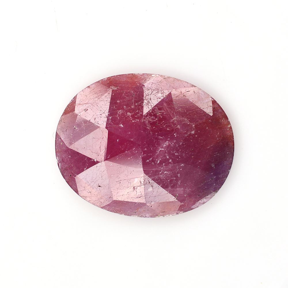 PINK RED SAPPHIRE ROSE CUT OVAL CAB 25X20MM 19.79 Cts.