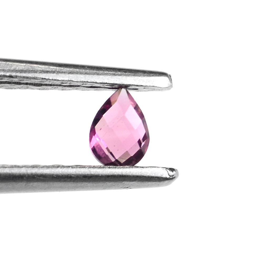 PINK TOURMALINE CHECKER CUT BRIOLETTE PEAR (MEDIUM) 4X3MM 0.17 Cts.