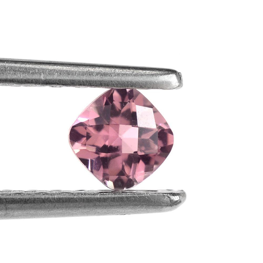 PINK TOURMALINE CHECKER CUT CUSHION (LITE/SI) 4MM 0.31 Cts.