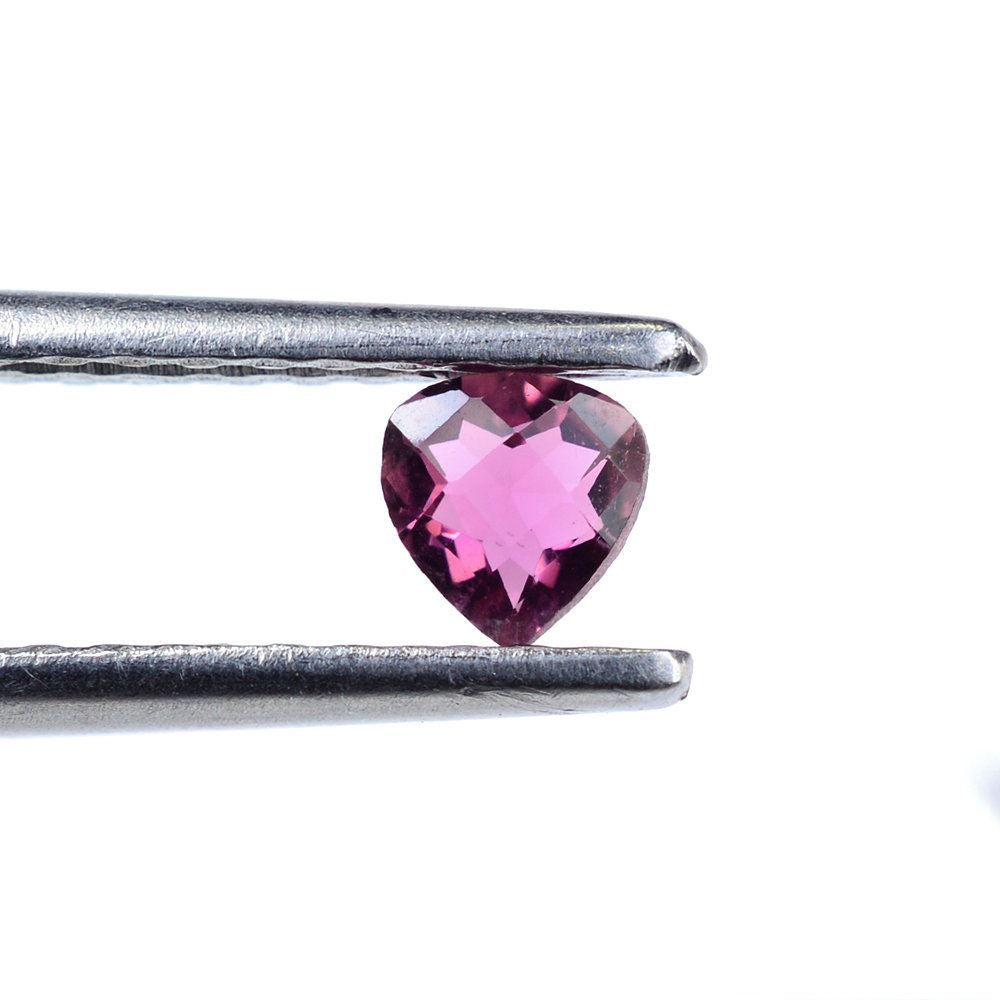 PINK TOURMALINE CHECKER CUT HEART (DARK) 4MM 0.28 Cts.